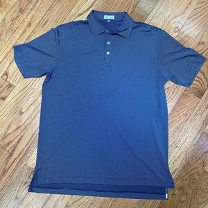 Peter Millar Men’s Summer Comfort Navy With Gray Microstripe Golf Polo Sz Large